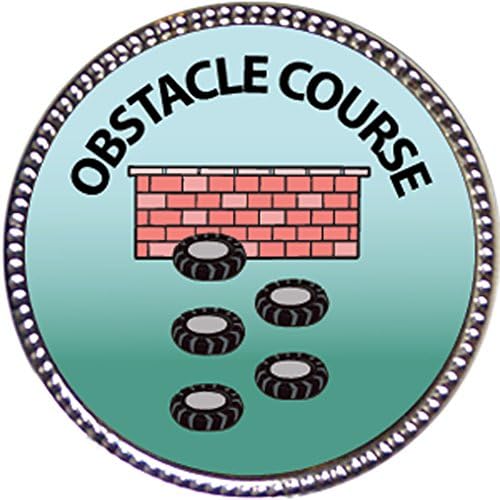 Obstacle Course Award, 1 inch dia Silver Pin "Recreation Collection" by Keepsake Awards