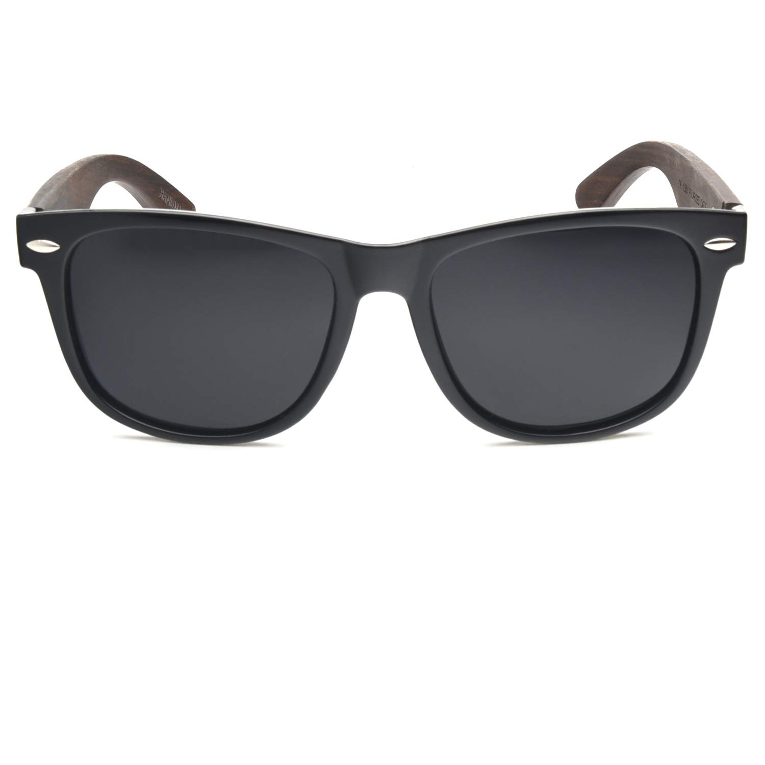 ABLIBI Men\'s Bamboo Wooden Sunglasses Polarized Driving Eyewear for Women in Wood Box(Grey)