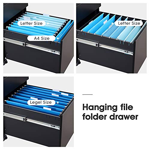 DEVAISE Locking File 3 Drawer Rolling Pedestal Under Desk