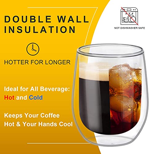 ComSaf Double Walled Glass Coffee Mugs(11 oz/320ml), Thermo Insulated