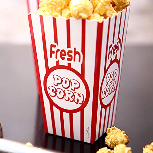 Movie Party Popcorn Boxes Food Grade - Striped Red and White - Popcorn Party Supplies for Movie Night, Festivals, Carnival Party Theme (100boxes) - Thumbnail 5