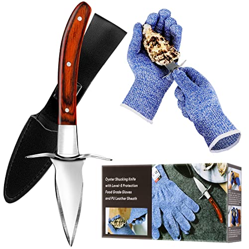 ModaSin Oyster Knife and Gloves Set, Oyster Opener Tool Kit with Oyster