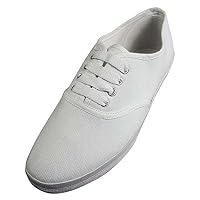 Easy USA Womens Lace Up Canvas Plimsol Sneakers Shoes White 8