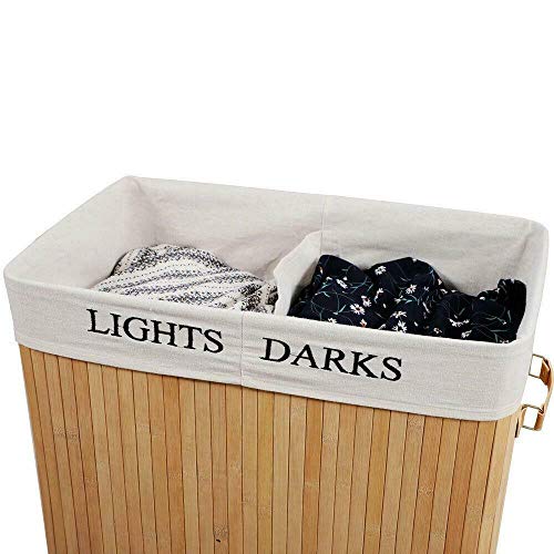 Sturdy and Durable Bamboo Laundry Hamper Basket Washing Clothes Storage Bin Sorter USA Natural Used to Organize Dirty Clothes, Sundries, Books, Quilt Covers
