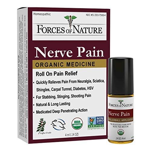 Forces of Nature -Natural, Organic Nerve Pain Relief (4ml) Non GMO, No Harmful Chemicals &ndash;Fast Acting Anti-Inflammatory Relief for Pain Associated with Sciatica, Diabetes, Shingles, Neuropathy
