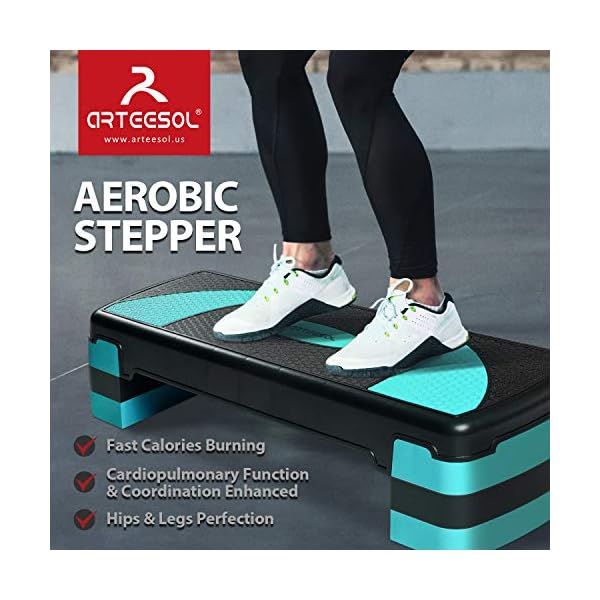 arteesol-Aerobic-Stepper-Fitness-Step-Exercise-Stepper-Adjustable-Step-Platform-for-Exercise-3-Height-Level-101520CM-max-250Kg-Anti-Slip-for-HomeGymOffice-Routines-Fitness-Traing arteesol Stepper, Aerobic Step Bench, Height-Adjustable Stepper with 3 Levels (10/15/20 cm) Fitness Workouts, Compact…