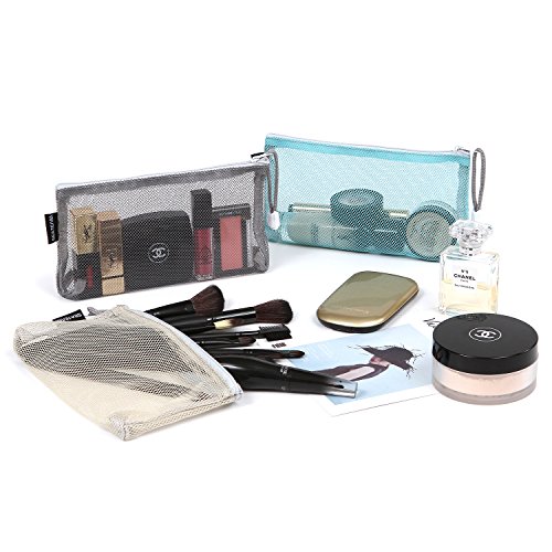 Sea Team 6pcs Multicolored Portable Travel Toiletry Pouch Nylon Mesh Cosmetic Makeup Organizer Bag with Zipper