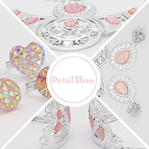 Tagitary Princess Dress Up Jewelry Dress-up Play Toy Set for Girls Jewelry with Crowns, Necklaces, Wands, Rings, Earrings Bracelets and Pink Skirt, 21 Pcs - Thumbnail 3