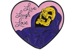 HUAQIGUO Live Laugh Love Enamel Pin Heart Shape Skeleton Badge Brooch Lapel Pin for Jeans Shirt Bag Gothic Jewelry Gift for friend Halloween Decoration Brooch