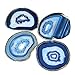 Airblasters Blue color 3.5-4 inch Natural Sliced Agate Coaster with Rubber Bumper Set of 4