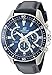 Casio Men's 'Edifice' Quartz Stainless Steel and Leather Watch, Color: Blue (Model: EFR-552L-2AVCF)