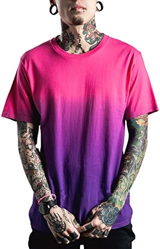 Tossun Unisex Summer Gradient Colors Printed Tie Dye Cotton Tees Shirts(Purple,M)