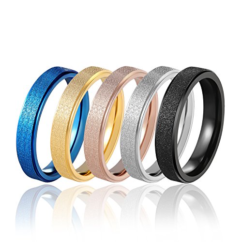 Denvosi Titanium Ring for Women 4mm Wedding Bands Anniverasy Engagement Ring Comfort Fit Size 4 5 Packs