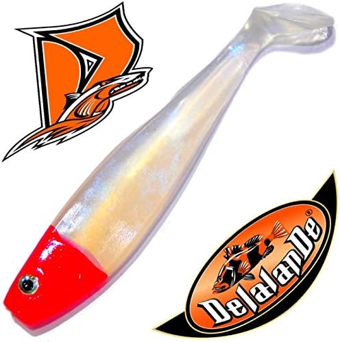 Delalande Shad GT RUBBER FISH 9 cm Colour 55 Red Head Pearl Blue Set of 5 Bass, Pike & Zander Lure