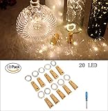 10 Pack Wine Bottle Lights with Cork-20 Led Battery Powered Copper Wire Fairy String Lights for Garden, Patio Pathway Décor, Outdoor, DIY, Party, Wedding (10, Warm White)