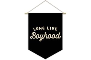 XYDEG Boy Room Decor,Long Live Boyhood Black Canvas Banner Nursery Playroom Wall Decor for Boys Bedroom Toddler Decorations Teen Boy Room Decor,Playroom Decor Wall Hanging Flag 15x11 Inch