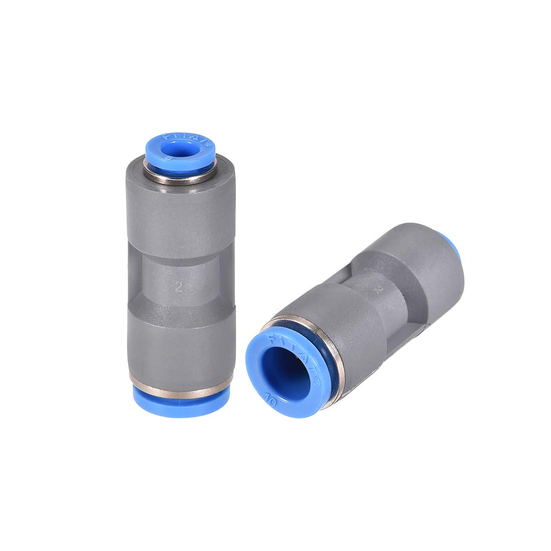 sourcing map Straight Push to Connector Reducer Fitting 10mm to 6mm Quick Release Pneumatic Connector Plastic Union Pipe Tube Fitting Grey 2Pcs