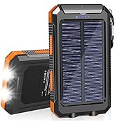 Solar Charger 20000mAh Solar Power Bank Waterproof Portable Charger with Dual 5V USB Port/LED Fla...