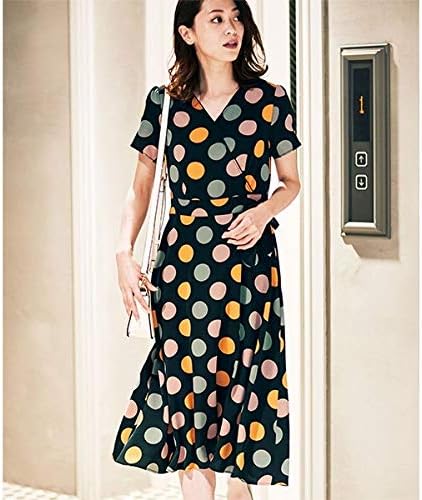 Amazon ラナン Ranan カシュクールデザインワンピース ドット M ワンピース チュニック 通販