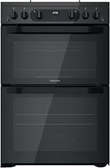 Hotpoint 60cm XXL Capacity Double Oven Gas Cooker Black view 1