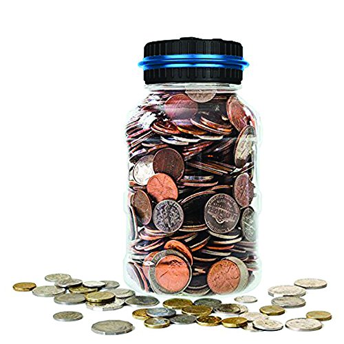 OLICTA Piggy Bank Digital Counting Coin Bank Creative Large Money Saving Box Jar Bank LCD Display Coins Saving Gift (Dollar) (Black-Blue)