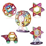 Augymer Magnetic Building Blocks Set, 87 Pcs Magnetic Construction Stacking Toys for Children Kids with Carry Box Letters and Numbers Toys