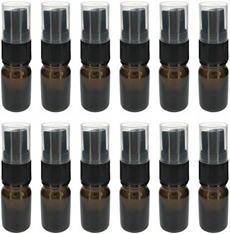 12 5 ML Amber Essential Oil Bottles with Black Fine Mist Spray Cap