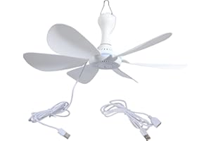5W 16.5" Portable Hanging Fan USB Powered 10.7ft Cord Safe Design Indoor Outdoor Use USB Rechargeable Fan