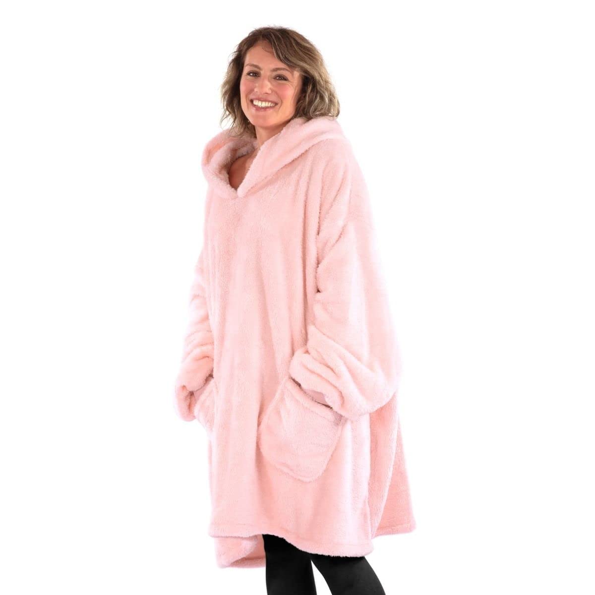 Snug Rug Wearable Blanket Hoodie Sherpa Fleece Adults Size Hooded Hoody Unisex (Pink Quartz)