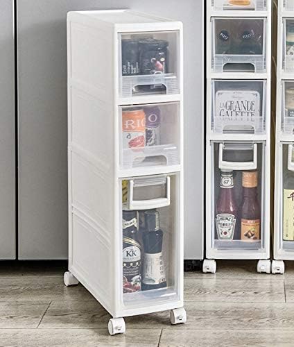 Pflife 隙間 収納 16cm 完成品 スリムチェスト ボックス 引き出し 洗面所 洗剤収納 キッチンチェスト 調味料ラック 押し入れ収納 3段 キャスター付き プラスチック半透明 幅16 奥行36 高さ66 5