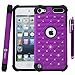 iPod Touch 5 / iPod Touch 6, Touch 5 / Touch 6 Case, Style4U Studded Rhinestone Crystal Bling Hybrid Armor Case Cover for Apple iPod Touch 5 / iPod Touch 6 with 1 Stylus [Purple/Black]