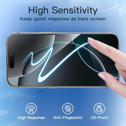 JETech Privacy Screen Protector Full Coverage for iPhone 16 Pro 6.3 Inch, Black Edge Tempered Glass Anti-Spy with Easy Installation Frame, 2 Pack