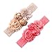 Ever Fairy Chiffon Lace Flower Baby Girls Turban Headband Head Wrap Hair Band With Pearl(2 Pack)