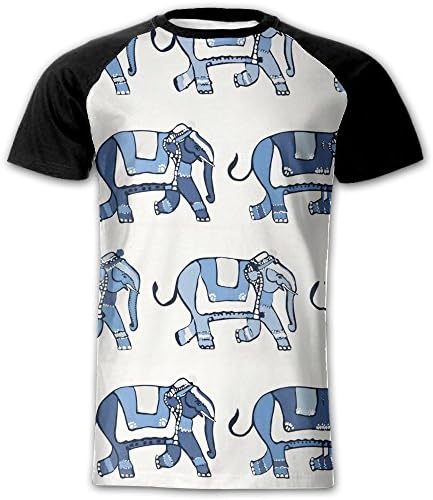Yanlihua Elephant Print Men's Short Sleeve T-Shirt Fashion Tee For Boys Basic Tee