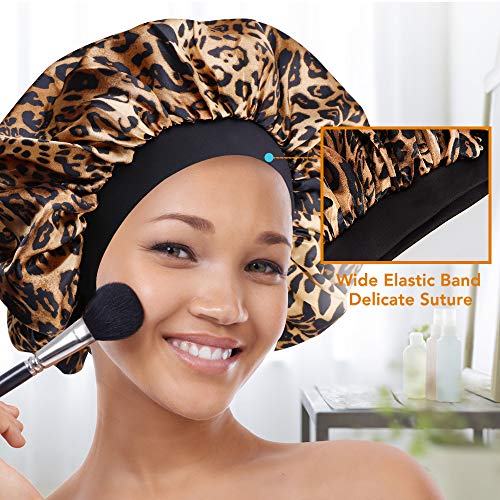 Satin Bonnet Silk 2 Pack Curly Natural Long Hair Sleep Cap ...