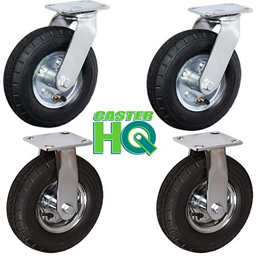 CasterHQ 8" x 2.5" SWIVEL RIGID SET OF 4 PNEUMATIC CASTER - 4 PLY - 250 LBS PER / 1000 LBS PER SET CAPACITY - Air Filled - Commercial / Industrial Application - 8 inch - shock absorption - - Thumbnail 2