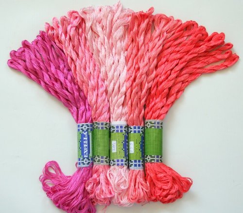 New ThreadNanny 50 Skeins of Silky Satin Hand Embroidery Cross Stitch Floss Threads - Pink Tones