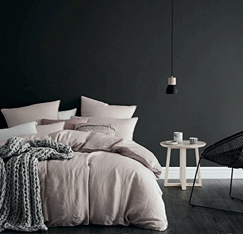 image for Eikei Washed Cotton Chambray Duvet Cover Solid Color Casual Modern Sty