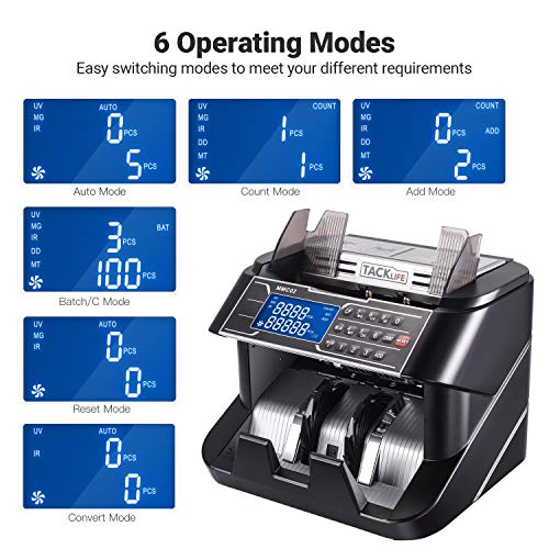 TACKLIFE Money Counter Machine MMC02, Upgraded 1,200 Notes/Min Bill