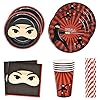 75 Piece Ninja Party Tableware Set, Including Plates,Cups,Napkins,and Paper straws,Ninja Disposable Cutlery Set,for…