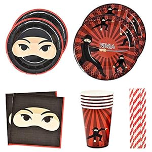 75-Piece-Ninja-Party-Tableware-Set-Including-PlatesCupsNapkinsand-Paper-StrawsNinja-Disposable-Cutlery-Setfor-Theme-PartyPicnicGiftBirthday-DecorationsWeddings-Serves-10 75 Piece Ninja Party Tableware Set, Including Plates,Cups,Napkins,and Paper straws,Ninja Disposable Cutlery Set,for…