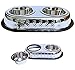 Mr. Peanut's Premium Double Dish Chrome Embossed Stainless Steel Pet Bowl, Rust Proof with Non-Skid Natural Rubber Base, Beautiful Design & Quality Materials