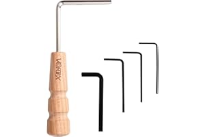 AESTIVATE 5Pcs Guitar Truss Rod Allen Wrench Set Guitar Repair Tool Kit Repair Wrench Wood Handle for Most Guitar Bass Neck, Bridge, Truss Rod, Knob, Nut Locking Adjustment Includes 1.27mm, 1.5mm, 2mm, 4mm