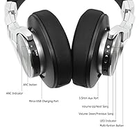 AXCEED Wireless Headphones Active Noise Cancelling Bluetooth Headset with Mic Hi-Fi Deep Bass Over Ear Headphones Foldable for Aeroplane Travel Work TV PC Cellphone Airplane Adaptor by Axceed