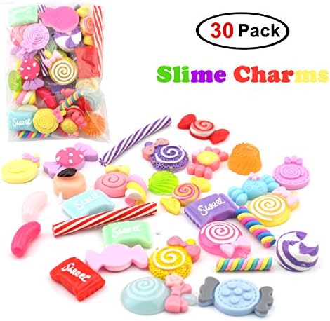 Easter Day Gifts, 30 Pack Slime Charms For DIY Slime Making, Mixed Assorted Sweet Candies 30 Pieces of Slime Beads, DIY Arts Crafts Slime Accessories (Slime Charms 30 Pack)