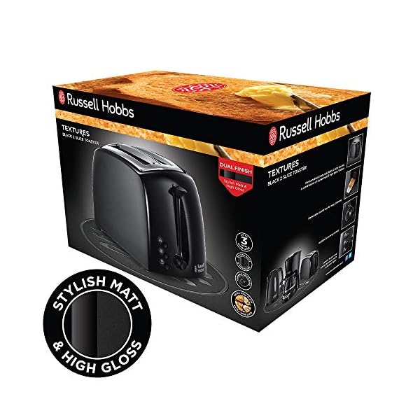 Russell Hobbs 21641 Textures 2-Slice Toaster, 700 - 850 W, Black