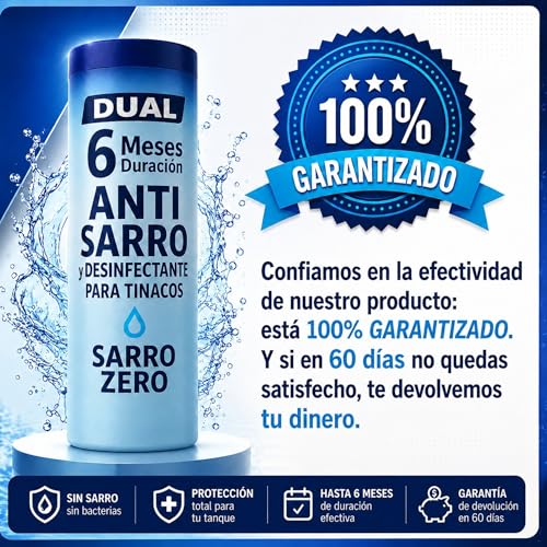 Genérico Sarro Zero | Sistema Antisarro para Tinacos | Tratamiento para Agua Más Limpia y Sin Olores | para 450–1100 L | Pack de 3 | Efecto por 6 Meses
