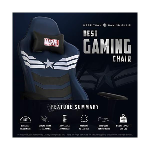 Silla Gamer Marvel Capitan America Con Apoya Pies - Imagen 3