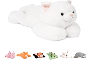 Niuniu Daddy 20" | 3.3 Pound Weighted Cat Stuffed Animals, Cute Plush Animal Toy for Kids Adults Toddler Teens, Large Soft Fluffy White Kitty Plushies Body Pillow Gift for Gift Birthday Christmas