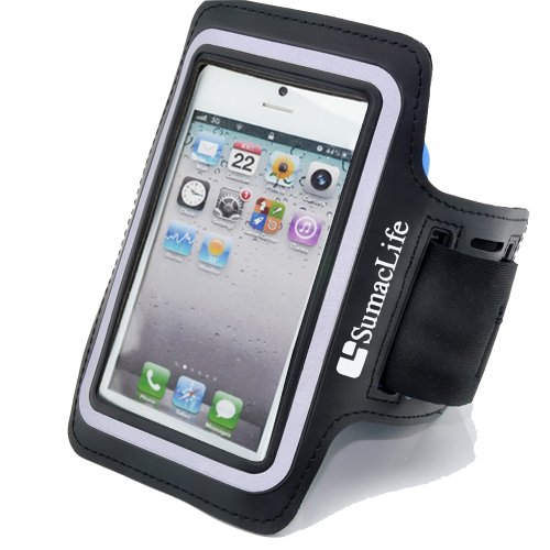 SumacLife Adjustable Neoprene Workout Armband Case for iphone 5S / 5C / 5 / ipod touch 5(Black)